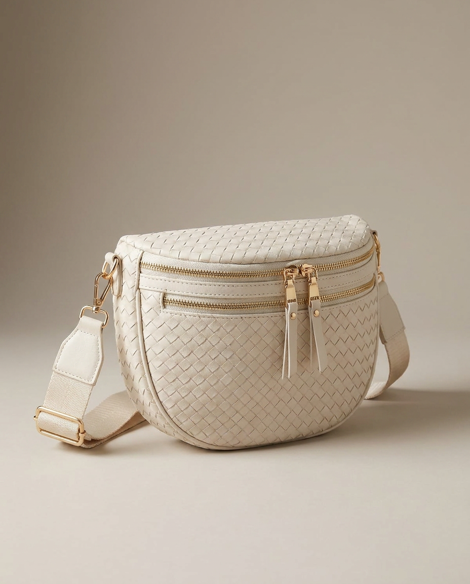 Solène Woven Belt Bag in Ivory