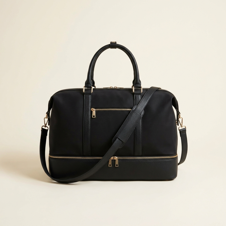 Aurevy Travel — structured weekender in microfiber with lychee-grain trim
