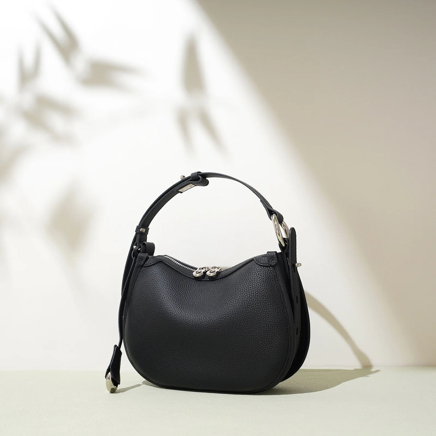 Manon Pebbled Leather Crescent