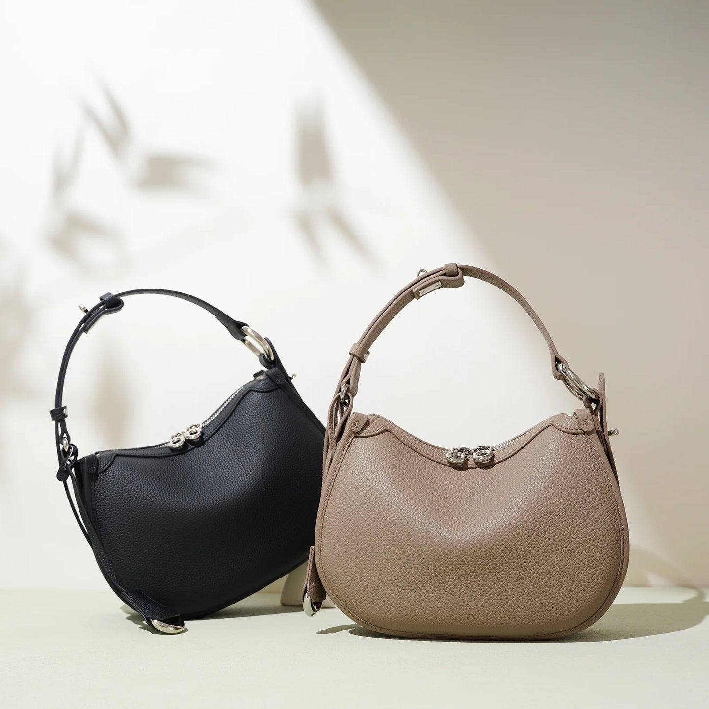 Manon Pebbled Leather Crescent