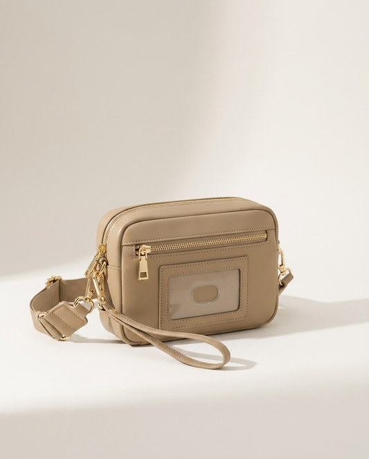Cassis Crossbody Wallet in Taupe