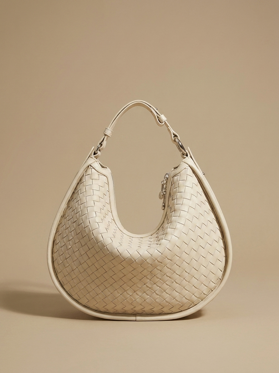 Céleste Leather Crescent Bag - Eggshell - studio hero
