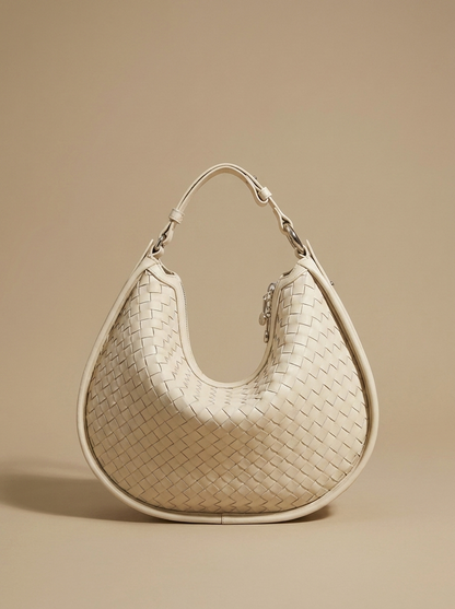 Céleste Leather Crescent Bag - Eggshell - studio hero