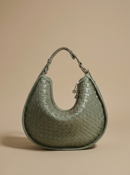 Céleste Leather Crescent Bag - Sage - studio hero