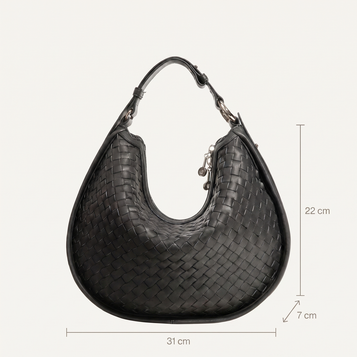Céleste Leather Crescent Bag - dimensions 31cm x 22cm x 7cm