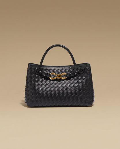 Ondine Woven Shoulder Bag by Aurevy on a warm sand studio backdrop